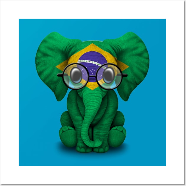 Baby Elephant with Glasses and Brazilian Flag Wall Art by jeffbartels